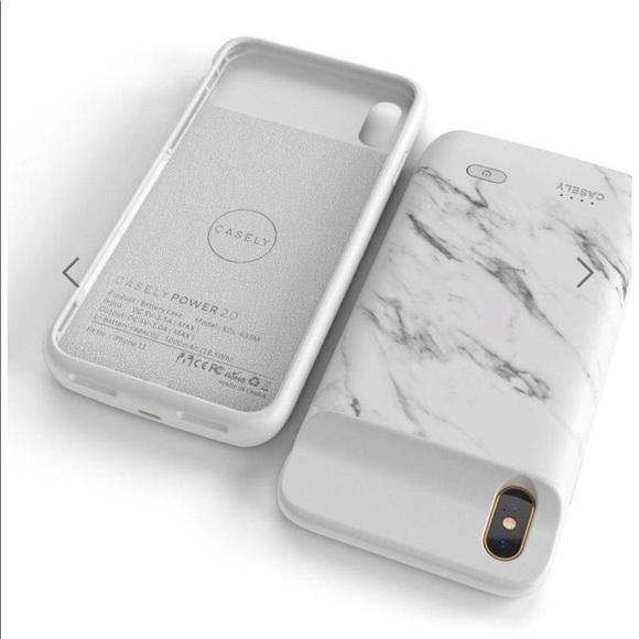 White marble Battery case for iPhone X/XS - Picture 4 of 6